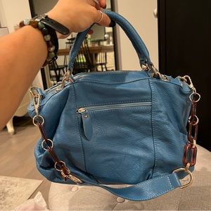 NEW Authentic Leather Blue Purse Handbag
